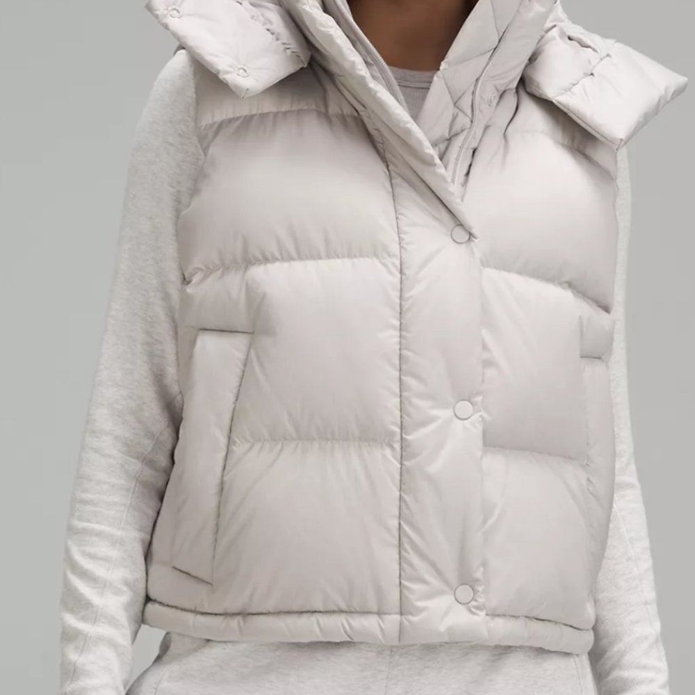 LULULEMON WUNDER Puff CROPPED VEST Heathered Natural Ivory NWT PERFECT 2024 - Picture 3 of 6